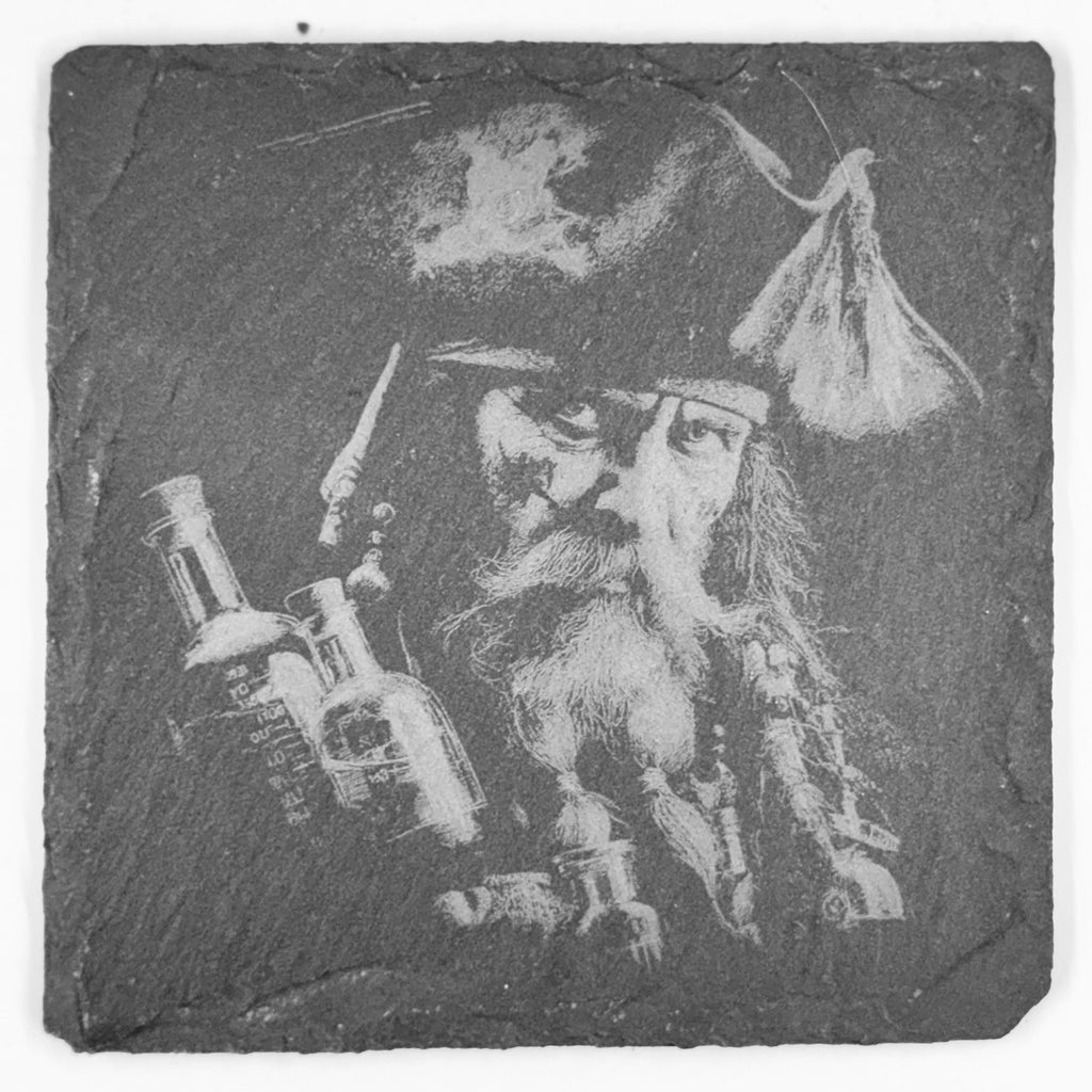 Legendary Pirate Slate Coasters – Rugged Sea Captain Portrait Set