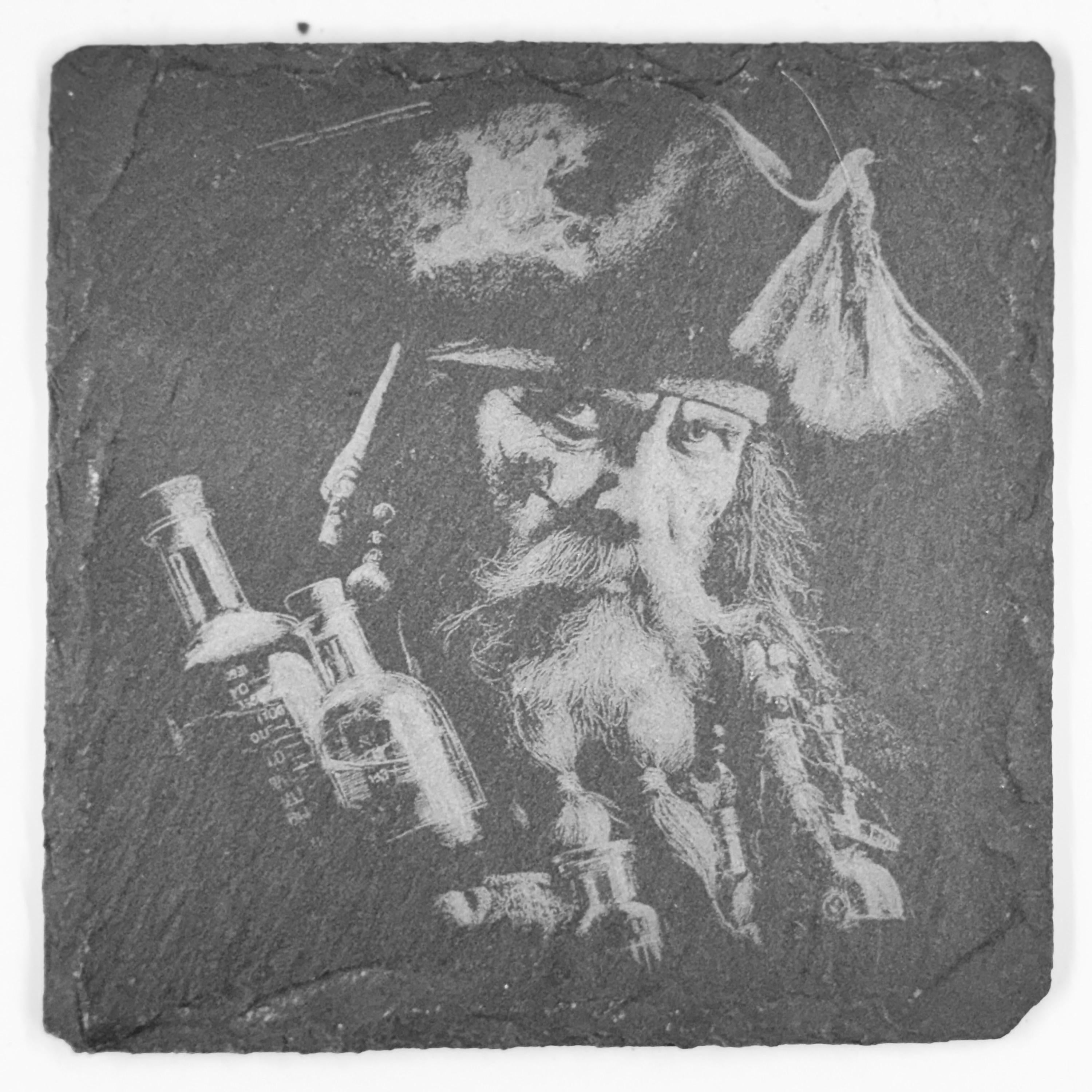 Legendary Pirate Slate Coasters – Rugged Sea Captain Portrait Set