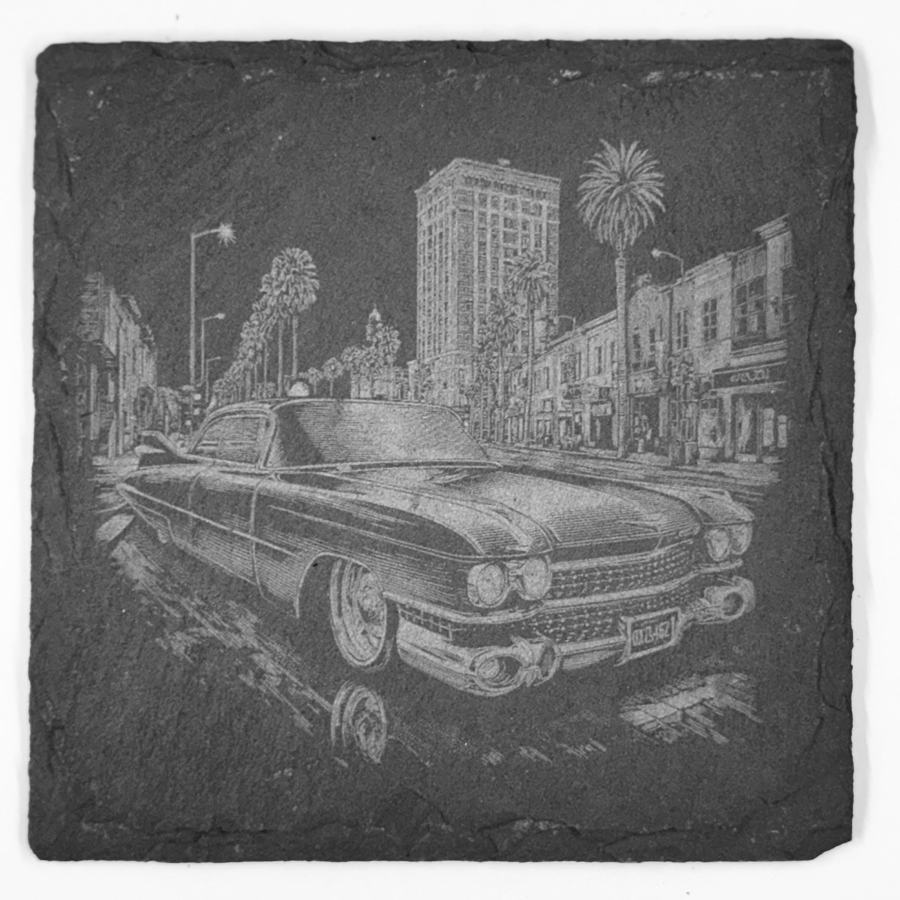 Classic Muscle Car Slate Coasters – Midnight Vintage Auto Set