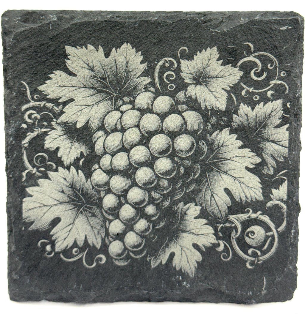Vineyard Slate Coasters – Rustic Wine Country Engraved Set