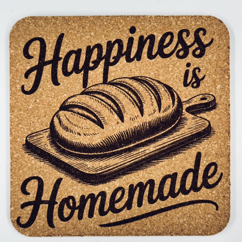 Farmhouse Breakfast Cork Coasters – Coffee & Kitchen Quotes Set