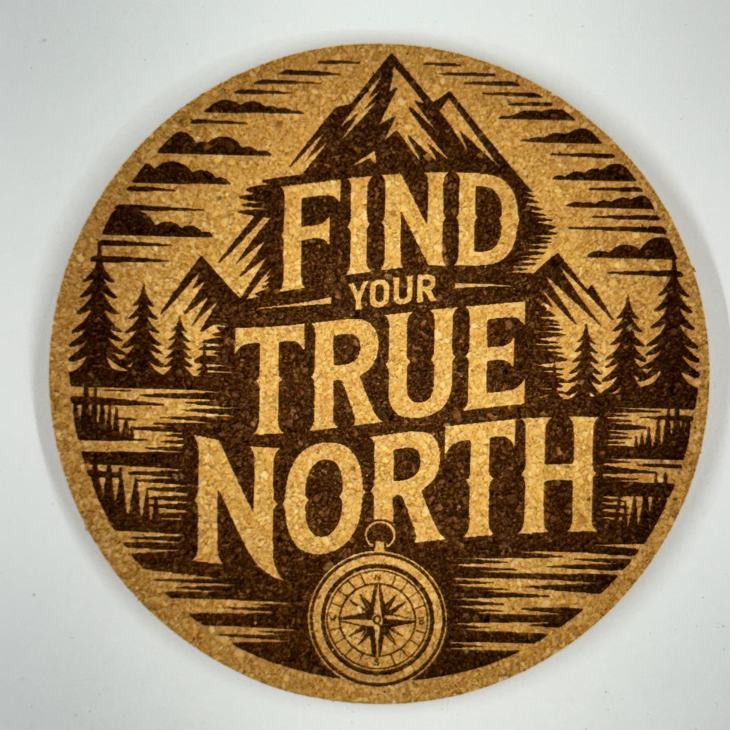 Adventure Mountain Cork Coasters – Wander More Wilderness Set of 4