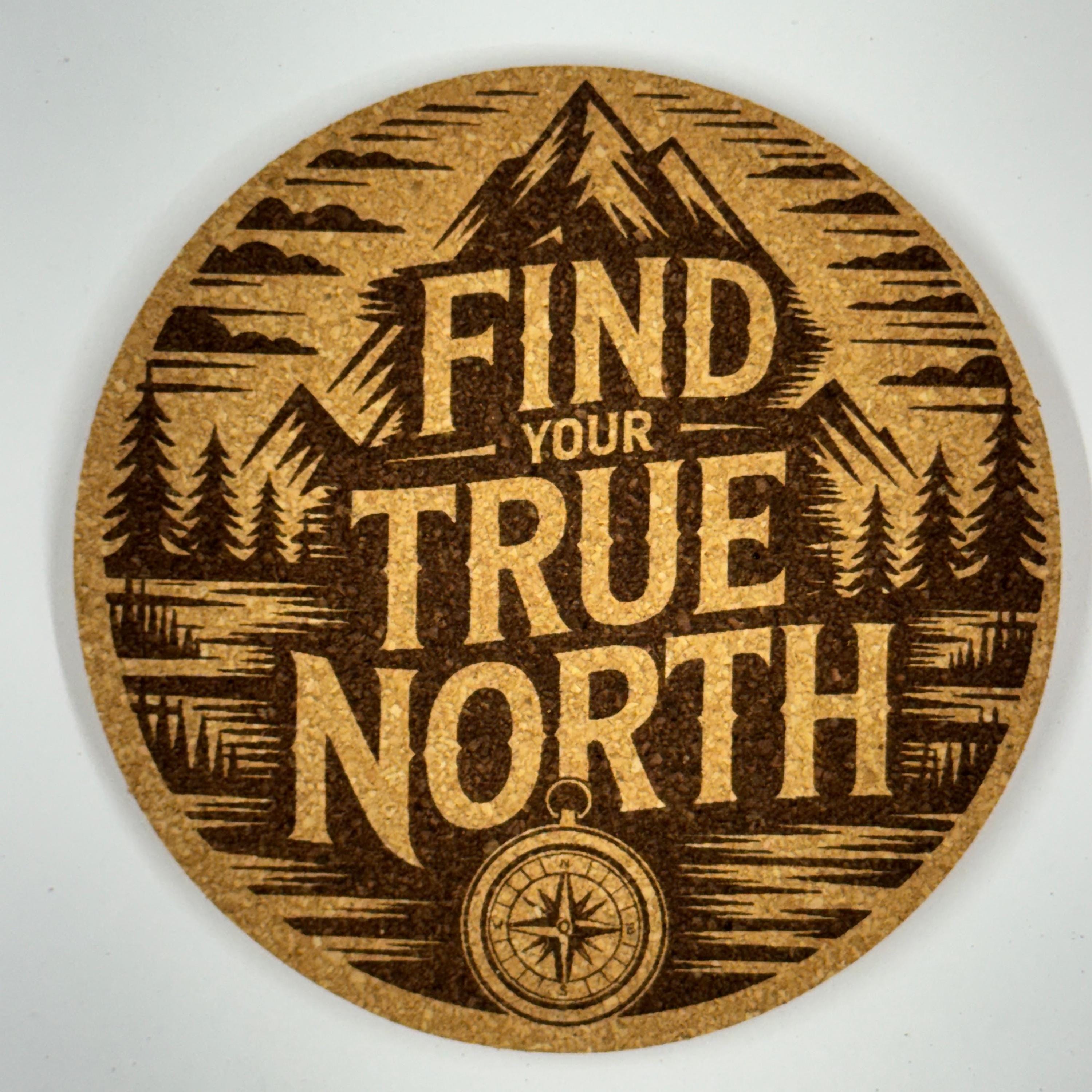 Adventure Mountain Cork Coasters – Wander More Wilderness Set of 4