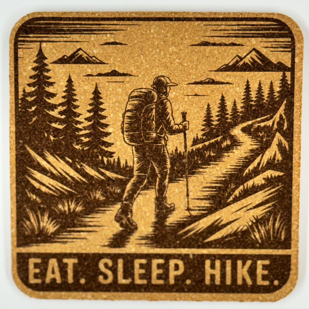 Hiking Adventure Cork Coasters – Eat Sleep Hike Set