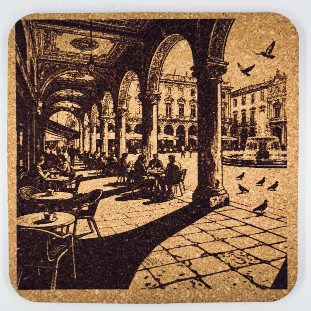 European Street Café Cork Coaster Set – Old World Travel Decor