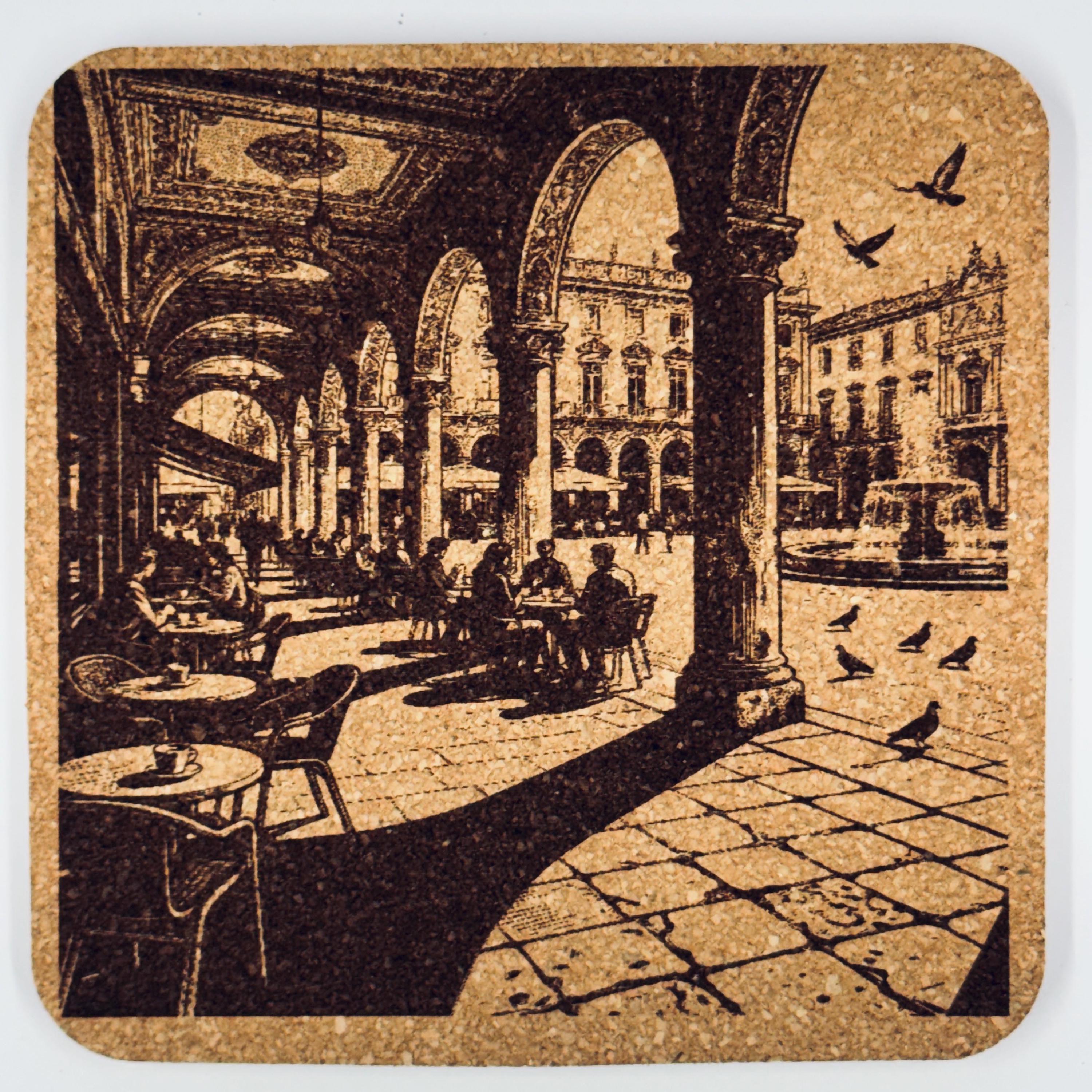 European Street Café Cork Coaster Set – Old World Travel Decor