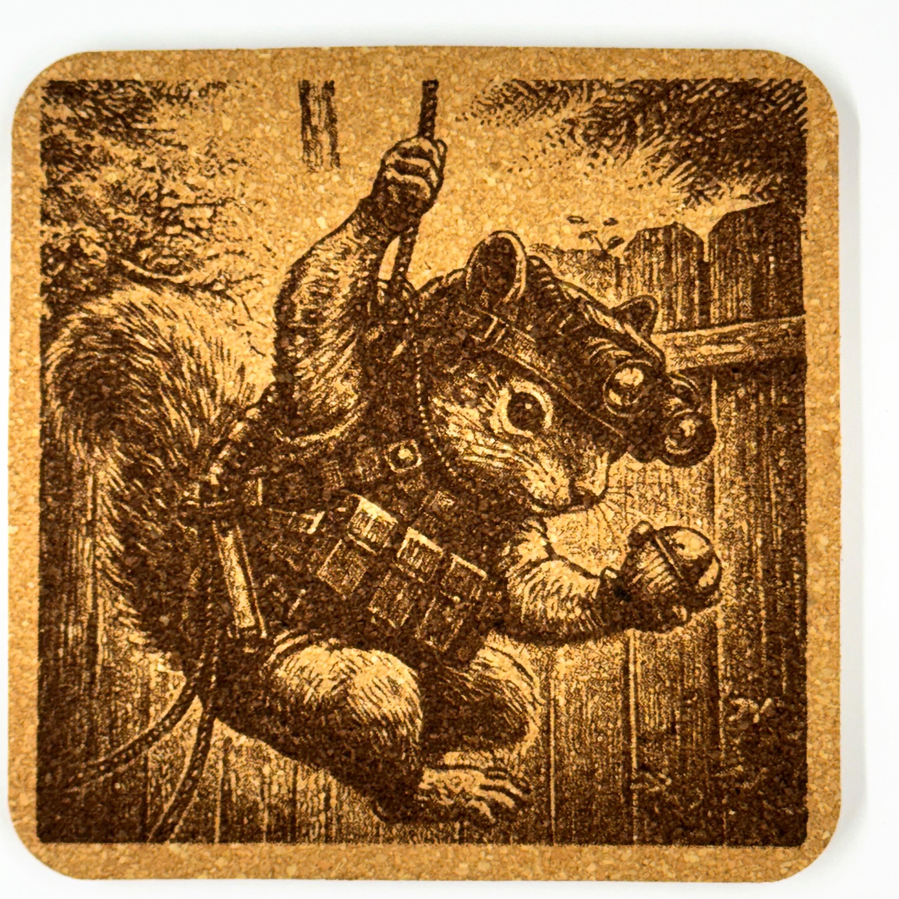 Peanut the Tactical Squirrel Cork Coaster Set – Funny Woodland Mission Squad