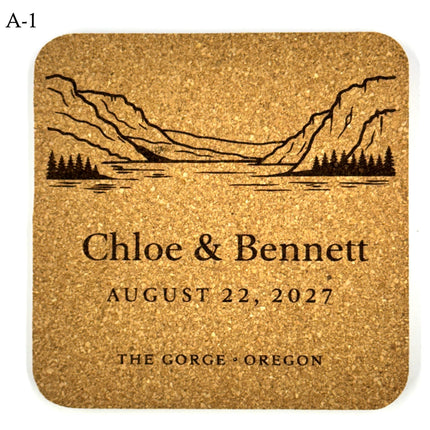 Personalized Wedding Coasters – Custom Names & Date – Reception Favors for Guests – Modern Wedding Gift