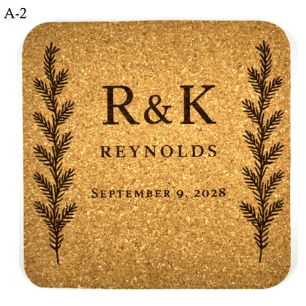 Personalized Wedding Coasters – Custom Names & Date – Reception Favors for Guests – Modern Wedding Gift