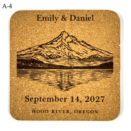 Personalized Wedding Coasters – Custom Names & Date – Reception Favors for Guests – Modern Wedding Gift