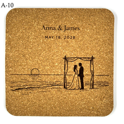 Personalized Wedding Coasters – Custom Names & Date – Reception Favors for Guests – Modern Wedding Gift