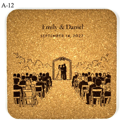 Personalized Wedding Coasters – Custom Names & Date – Reception Favors for Guests – Modern Wedding Gift