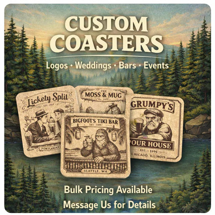 Custom Engraved Square Cork Coasters – Logo, Wedding, Bar & Event Designs