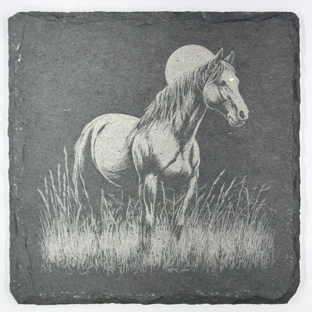 Horse Slate Coaster Set of 4 – Western Stallion Collection