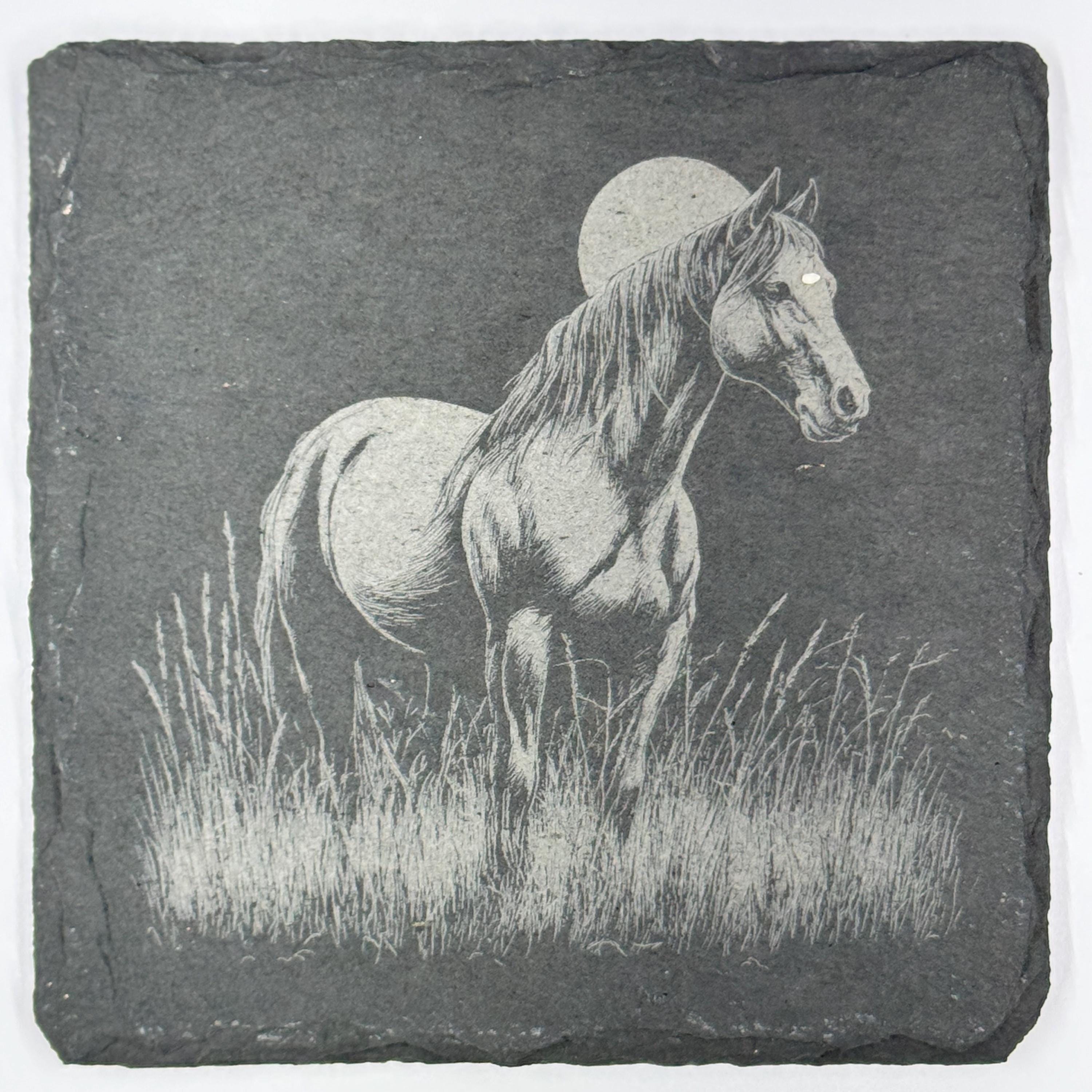 Horse Slate Coaster Set of 4 – Western Stallion Collection