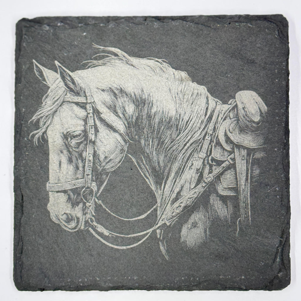 Horse Portrait Slate Coaster Set of 4 – Equestrian Art Collection