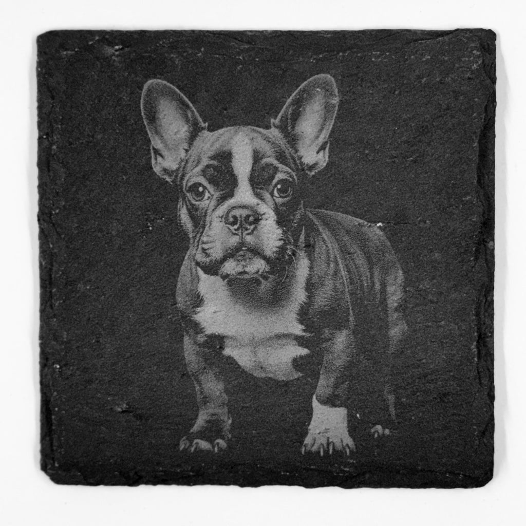 French Bulldog Slate Coaster Set – Cute Frenchie Dog Art (Set of 4)