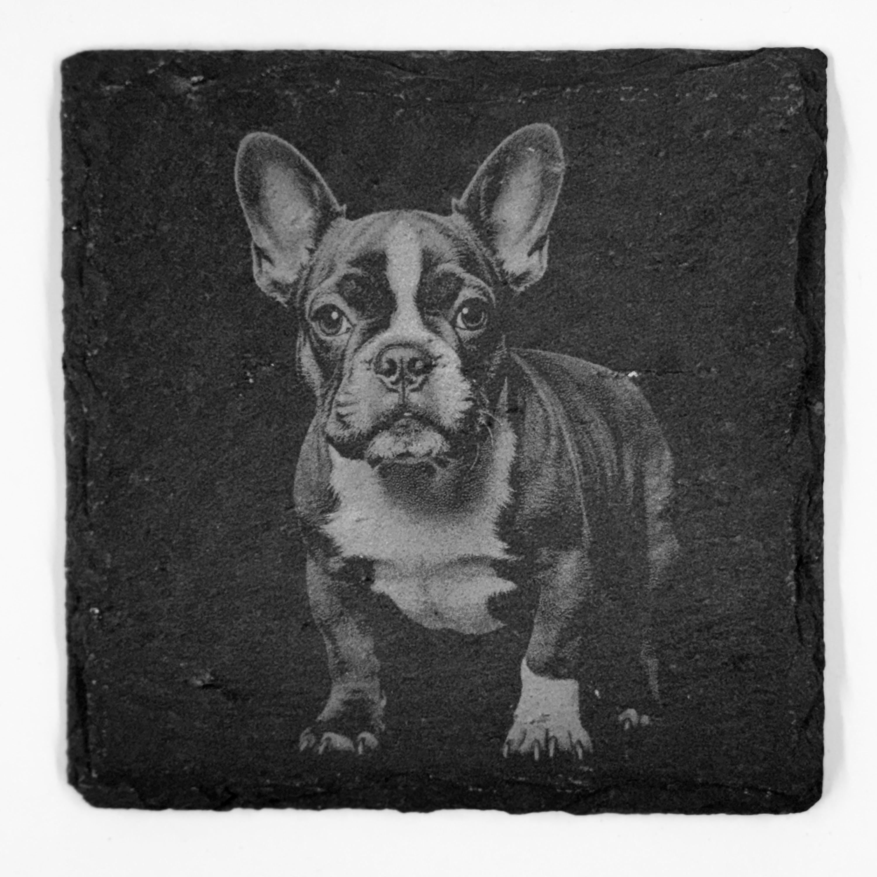 French Bulldog Slate Coaster Set – Cute Frenchie Dog Art (Set of 4)