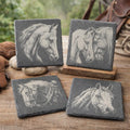 Horse Portrait Slate Coaster Set of 4 – Equestrian Art Collection