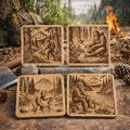Bigfoot Pacific Northwest Camping & Hiking Cork Coaster Set