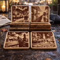 Romantic European Street Cork Coaster Set – Paris Night Scene Decor