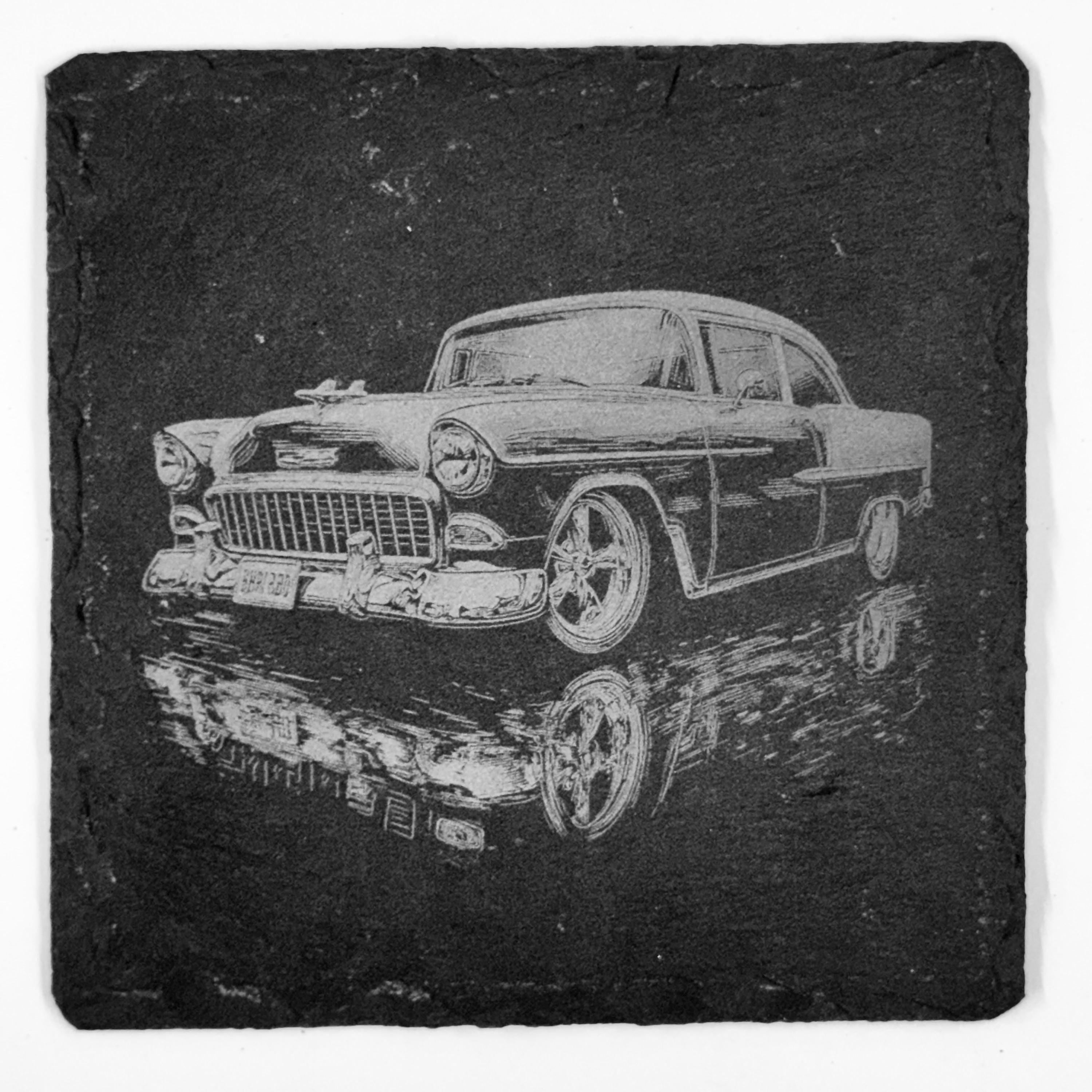 Classic Muscle Car Slate Coasters – Midnight Vintage Auto Set