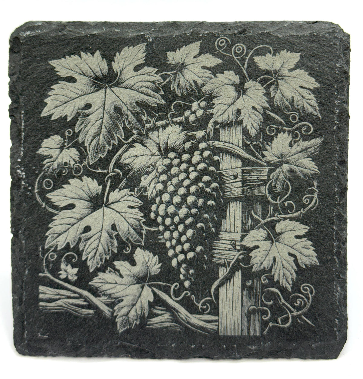 Wine & Grapes Slate Coasters – Rustic Vineyard Bottle Set