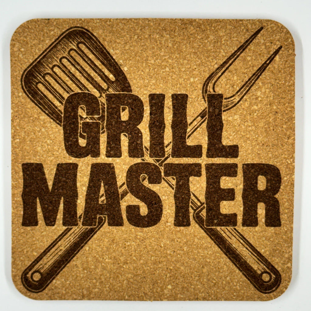 Grill Master Cork Coasters – Funny BBQ & Summer Bar Set