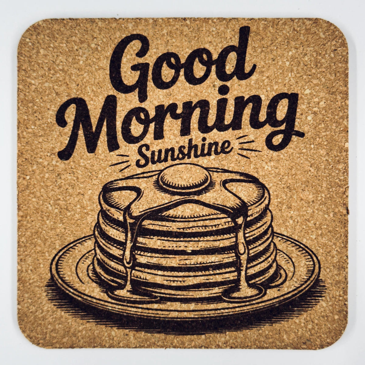 Farmhouse Breakfast Cork Coasters – Coffee & Kitchen Quotes Set