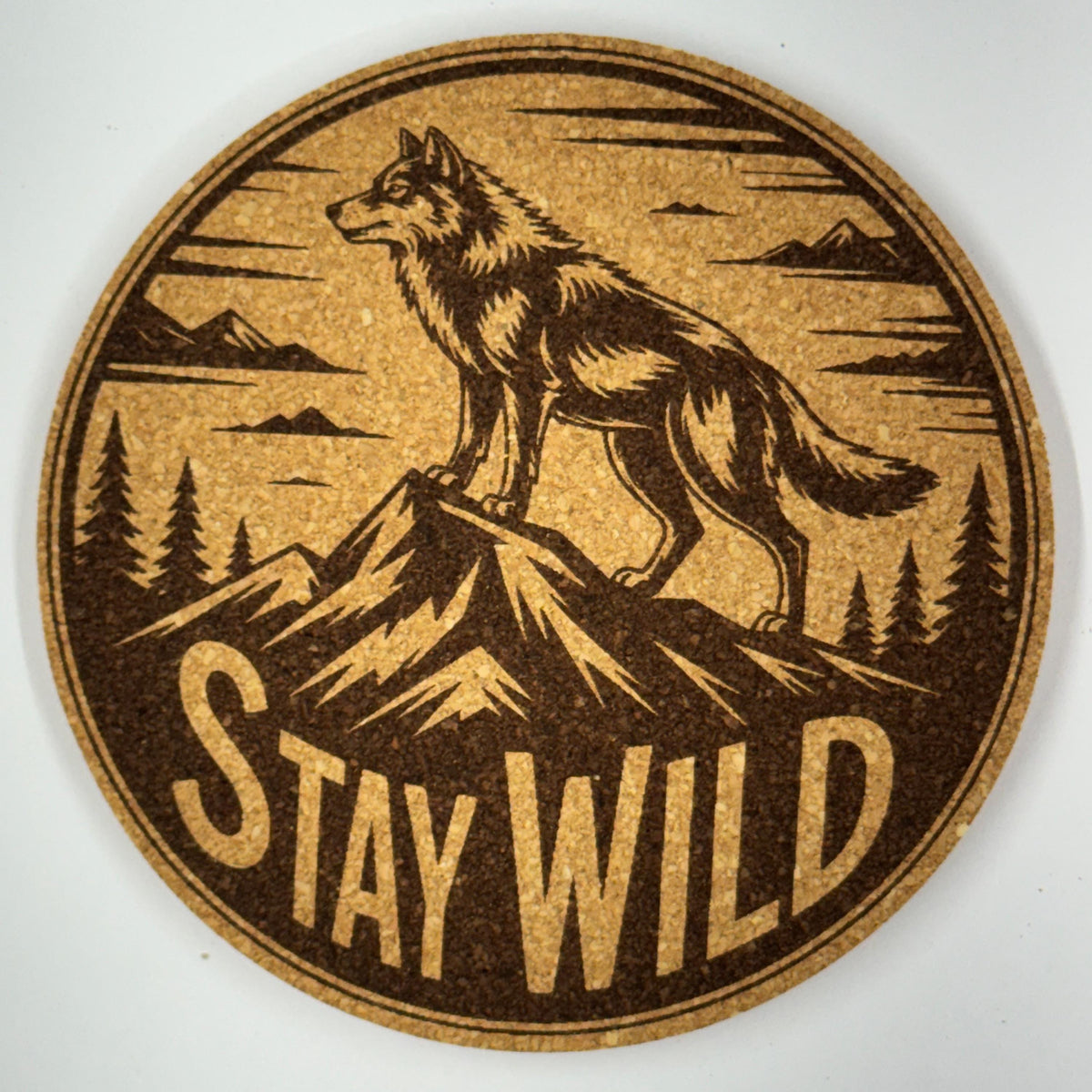 Adventure Mountain Cork Coasters – Wander More Wilderness Set of 4