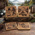 Explore the Pacific Northwest Outdoors with Bigfoot - Set of 4 Cork Coasters
