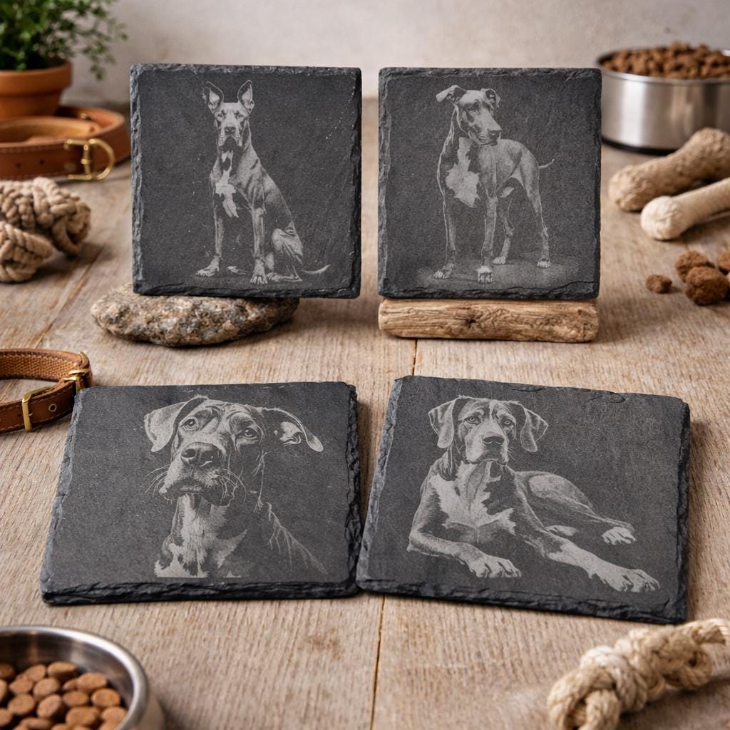 Great Dane Slate Coaster Set – Gentle Giant Dog Art (Set of 4)