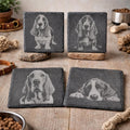 Basset Hound Slate Coaster Set – Sad Eyes Dog Art Coasters (Set of 4)