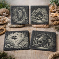 Deep Sea Wonders Slate Coaster Set – Ocean Reef Marine Art (Set of 4)