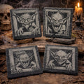 Halloween Gremlins Slate Coasters: Engraved Gothic Horror Drink Coasters, Set of 4