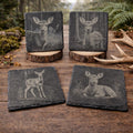 Fawn Baby Deer, Woodland Wildlife Gift, Set of 4 Laser Engraved Slate Coasters