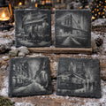 Urban Winter Nights – Engraved Slate Coaster Set of 4