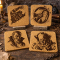 Horror Movie Cork Coasters - Engraved Classic Monsters, Halloween Decor