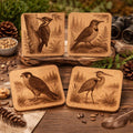 Engraved PNW Birds Cork Coaster Set: Pacific Northwest Wildlife