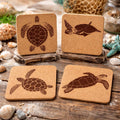 Sea Turtle Coasters Set of 4 Laser Engraved Cork Coaster