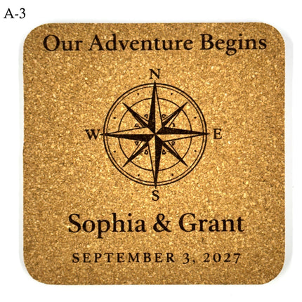 Personalized Wedding Coasters – Custom Names & Date – Reception Favors for Guests – Modern Wedding Gift