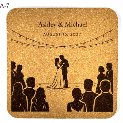 Personalized Wedding Coasters – Custom Names & Date – Reception Favors for Guests – Modern Wedding Gift