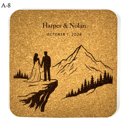 Personalized Wedding Coasters – Custom Names & Date – Reception Favors for Guests – Modern Wedding Gift