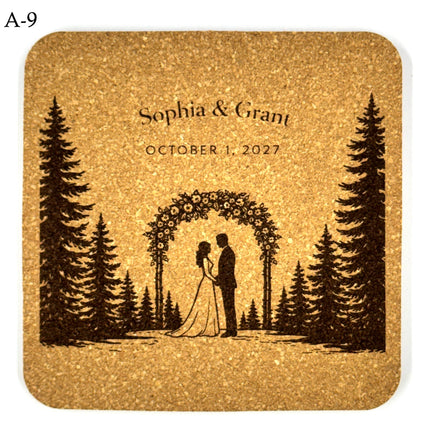 Personalized Wedding Coasters – Custom Names & Date – Reception Favors for Guests – Modern Wedding Gift