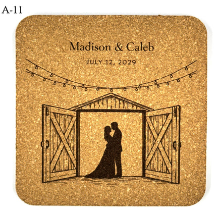 Personalized Wedding Coasters – Custom Names & Date – Reception Favors for Guests – Modern Wedding Gift