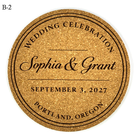 Personalized Wedding Coasters – Custom Names & Date – Reception Favors for Guests – Modern Wedding Gift
