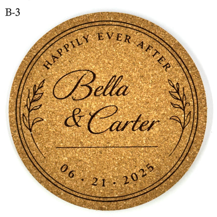 Personalized Wedding Coasters – Custom Names & Date – Reception Favors for Guests – Modern Wedding Gift