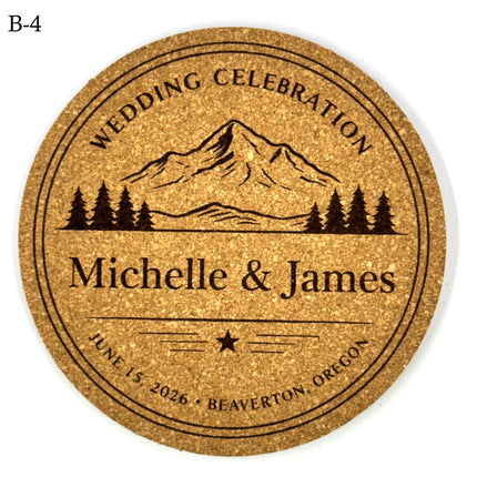Personalized Wedding Coasters – Custom Names & Date – Reception Favors for Guests – Modern Wedding Gift