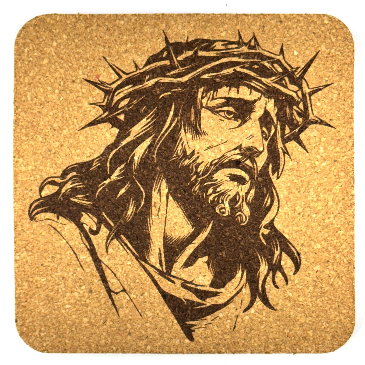 Jesus Cork Coaster Set of 4 – Crown of Thorns, Walking on Water, The Good Shepherd & Prayer – Christian Gift – Faith Home Decor