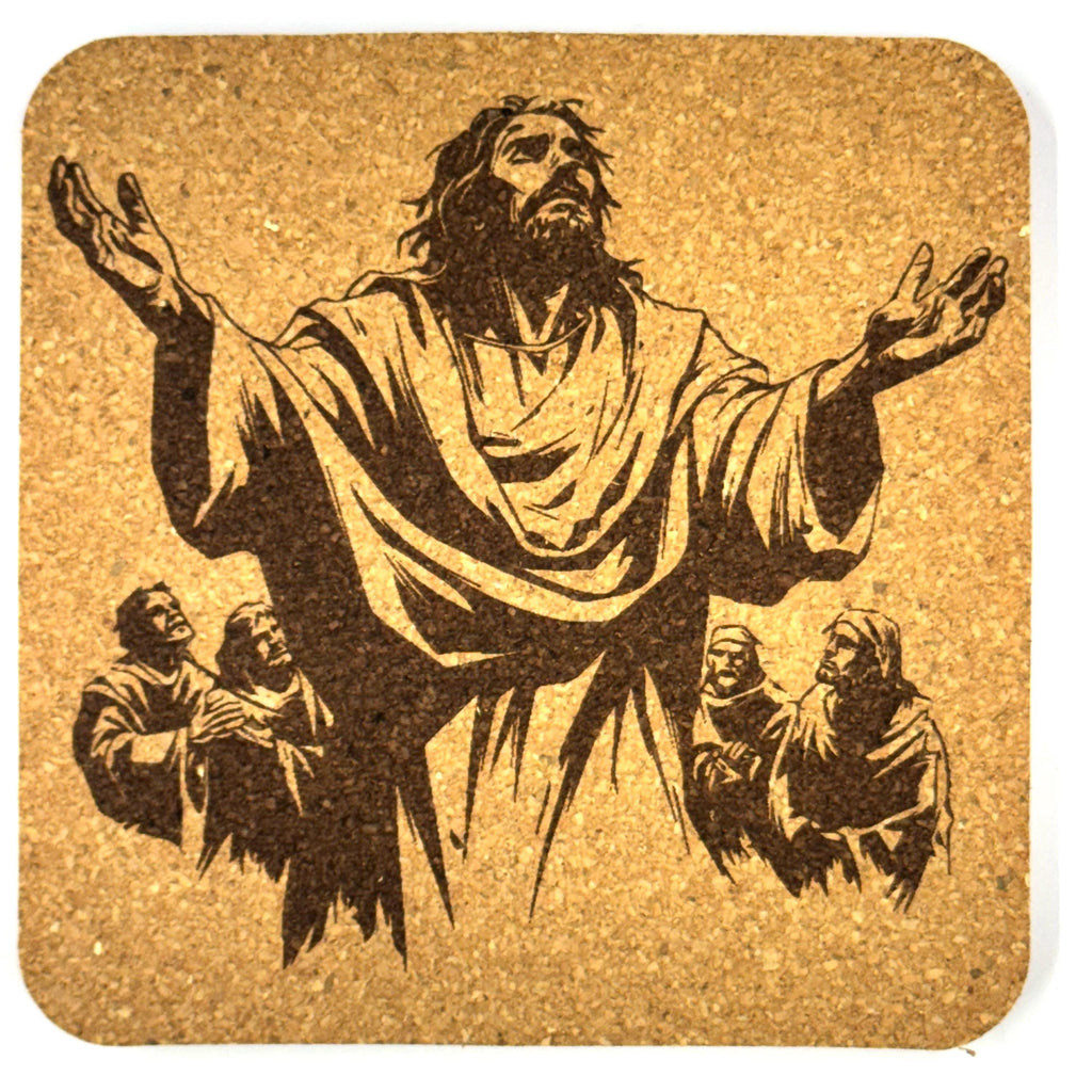 Jesus Faith Cork Coaster Set – Christian Art – Set of 4